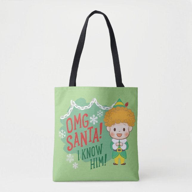Tote Bag Buddy l'Elf OMG Père Noël ! Je Le Connais ! (Devant)