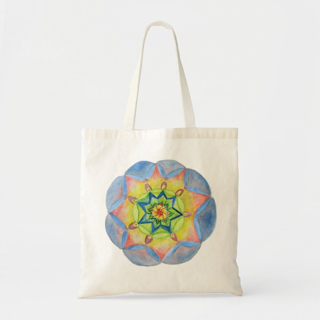 Tote Bag Budget bleu Fourre-tout de mandala (Devant)