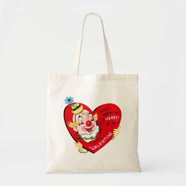 Tote Bag Budget clown Heureuse Sainte-Valentin rétro (Devant)