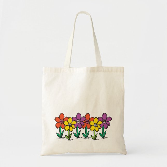 Tote Bag Budget fourre-tout avec les fleurs colorées (Devant)