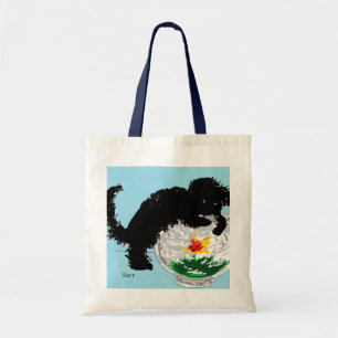 Tote Bag Budget Fourre-tout : Chat avec bol de poisson
