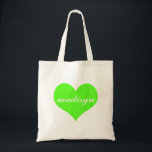 Tote Bag Budget personnalisé par coeur vert au néon<br><div class="desc">Emballages doux et personnalisés.</div>