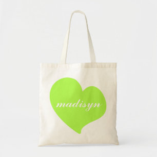 Tote Bag Budget personnalisé par coeur vert au néon