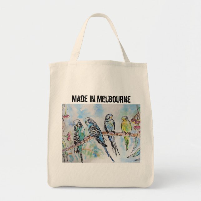 Tote Bag Budgie Budgerigar Bird Made In Melbourne Birds (Devant)