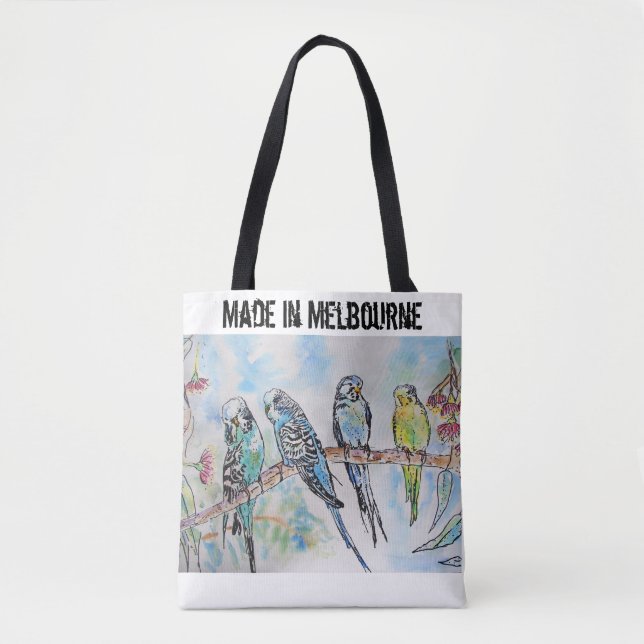 Tote Bag Budgie Budgerigar Bird Made In Melbourne Birds (Devant)