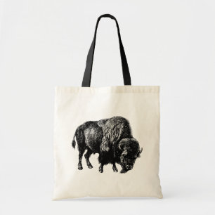 Tote Bag Buffalo American Bison Vintage Wood Engraving Four