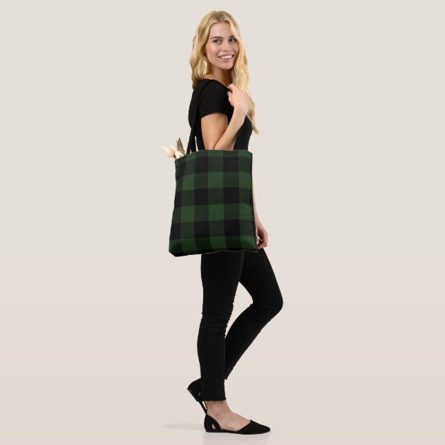 Tote Bag Buffalo Check Celtic Green and Black Carrés Plaid (Sur le modèle)