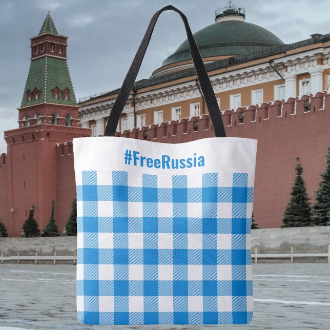 Tote Bag Buffalo Check-FreeRussia-Français (Buffalo Check-FreeRussia-English Tote Bag by The Social Observatory Shop)