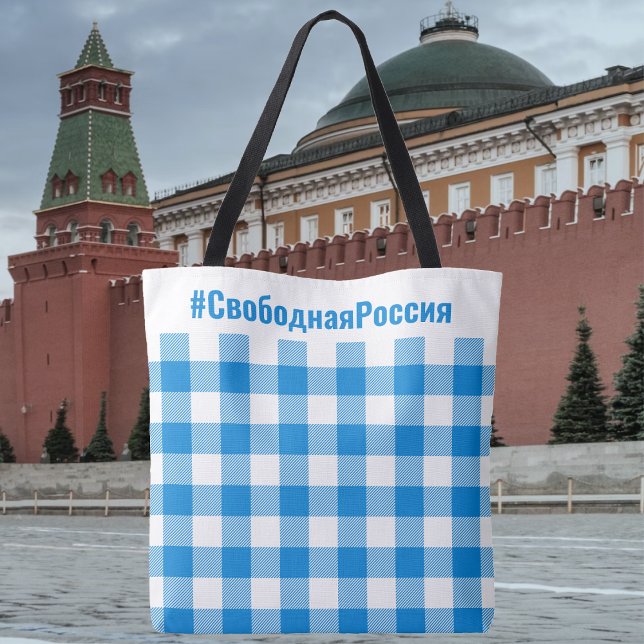 Tote Bag Buffalo Check-FreeRussie-Russe (Buffalo Check-FreeRussia-Russian Tote Bag by The Social Observatory Shop)