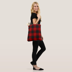 Tote Bag Buffalo Check Red and Black Carrés Plaid