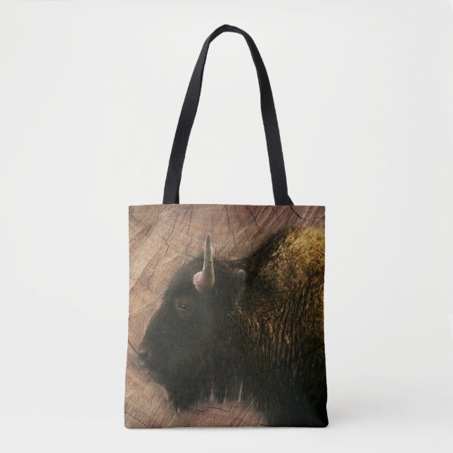 Tote Bag Buffalo de bison de bois (Devant)