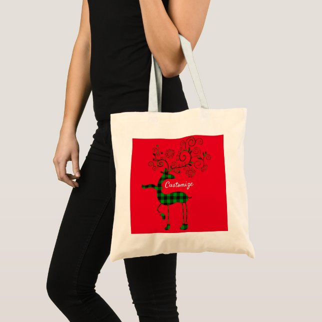 Tote Bag Buffalo Plaid Christmas Deer Thunder_Cove (Devant (produit))