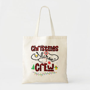 Tote Bag Buffalo Plaid Christmas Nurse Reindeer Nursin