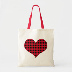Tote Bag Buffalo plaid heart