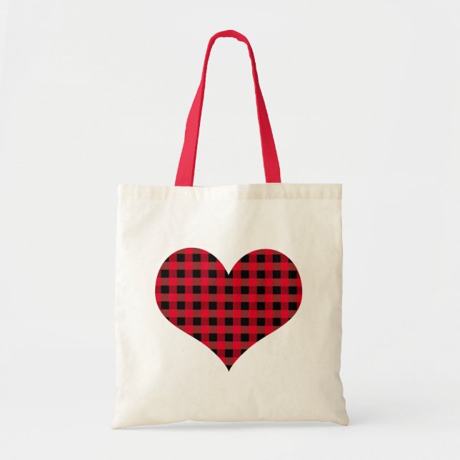 Tote Bag Buffalo plaid heart (Devant)