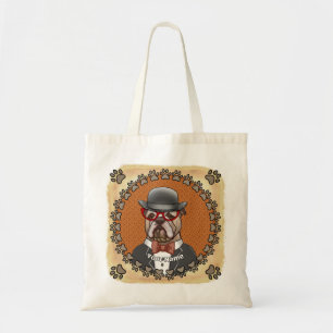 Tote Bag Buldog Portant des lunettes