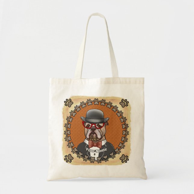 Tote Bag Buldog Portant des lunettes (Devant)