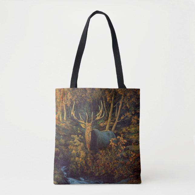 Tote Bag Bull Elk dans la forêt d'automne (Devant)
