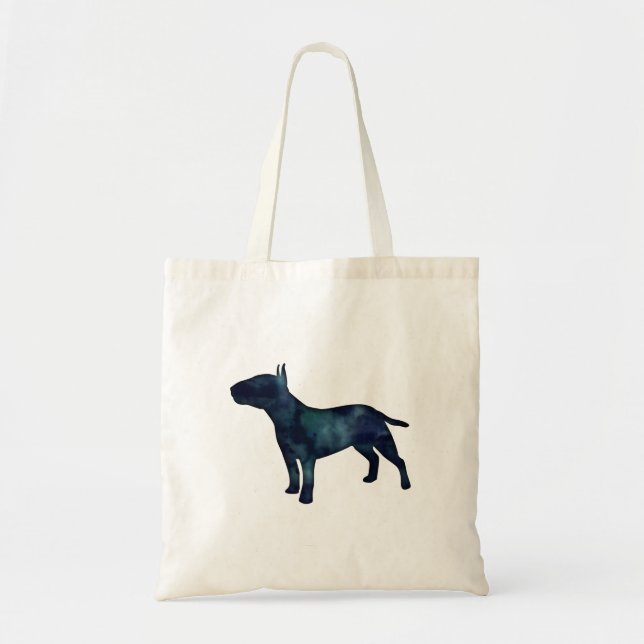 Tote Bag Bull Terrier Aquarelle Noire Chien Silhouette (Devant)