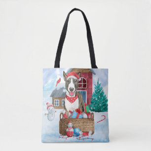 Tote Bag Bull Terrier Chien dans la neige Maison de Chien d