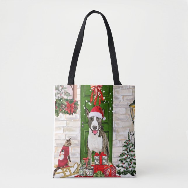 Tote Bag Bull Terrier Chien Noël (Devant)
