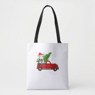 Tote Bag Bull Terrier Chien Riding Camion Rouge Décor de No