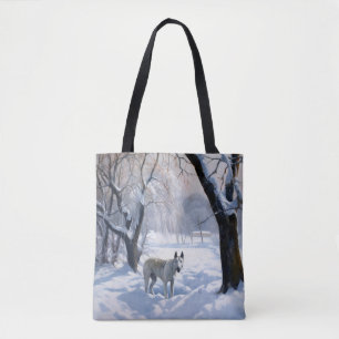 Tote Bag Bull Terrier Laisser neiger Noël