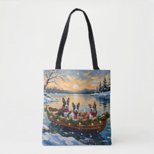 Tote Bag Bull Terrier Noël Bateau Fêtes