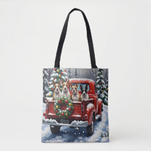 Tote Bag Bull Terrier Noël Camion Rouge Fêtes