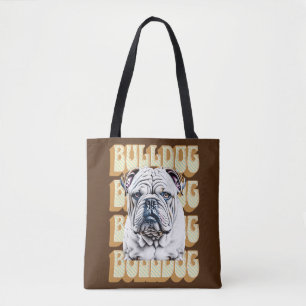 Tote Bag Bulldog anglais avec police rétro