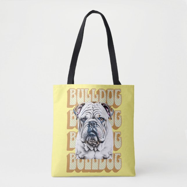Tote Bag Bulldog anglais avec police rétro (Devant)
