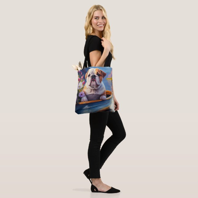 Tote Bag Bulldog anglais sur une pagaie : une aventure Pitt (Sur le modèle)
