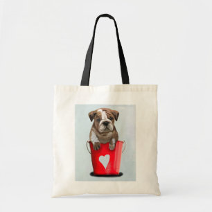 Tote Bag Bulldog Bucket Of Love Red 2