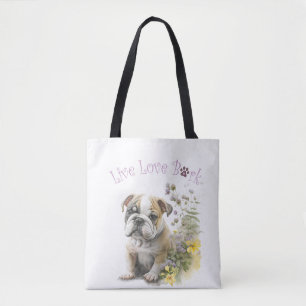 Tote Bag Bulldog Chien Maman Florale