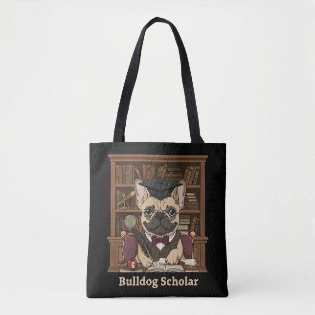 Tote Bag  Bulldog Scholar | Cute French Bulldog Professor  (Devant)