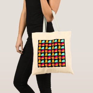 Tote Bag Bulles de couleurs mixtes avec bordure noire