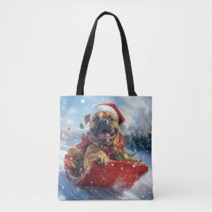 Tote Bag Bullmastiff Chien dans la corniche Laissez-le neig