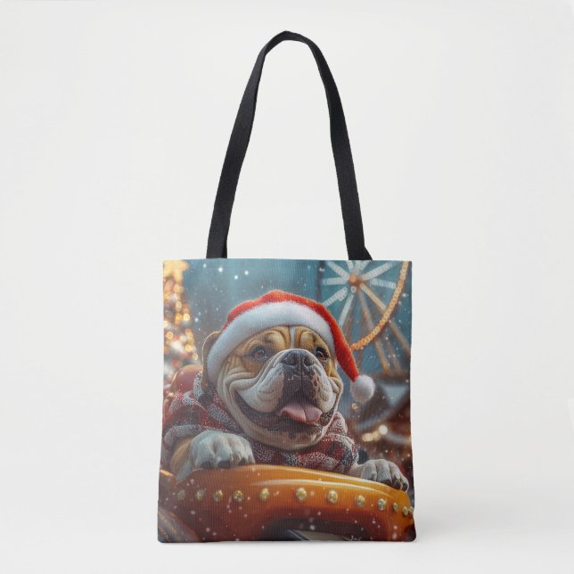 Tote Bag Bullmastiff Dog Roller Dessous de verre Noël (Devant)