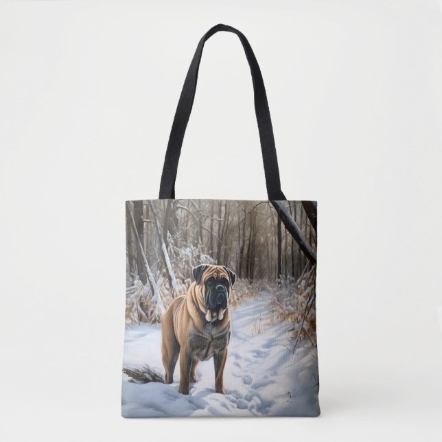 Tote Bag Bullmastiff Laisser neiger Noël (Devant)
