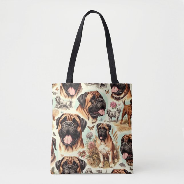 Tote Bag Bullmastiff vintage sans chaîne (Devant)