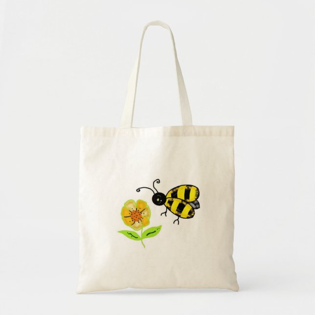 Tote Bag Bumble Bee avec Fleur Jaune (Devant)