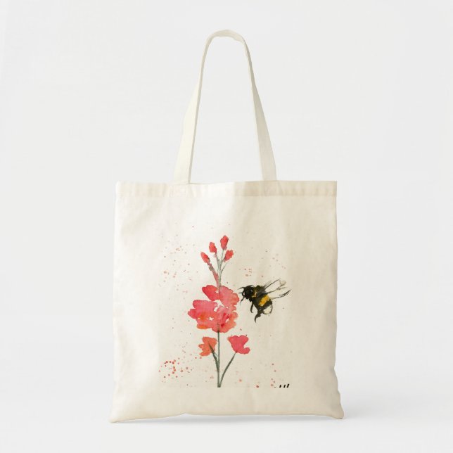 Tote Bag Bumblebee et fleur (Devant)