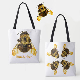 Tote Bag Bumblebees jaunes sur blanc