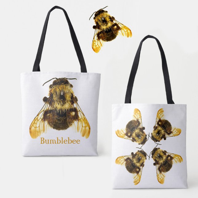 Tote Bag Bumblebees jaunes sur blanc (Créateur téléchargé)