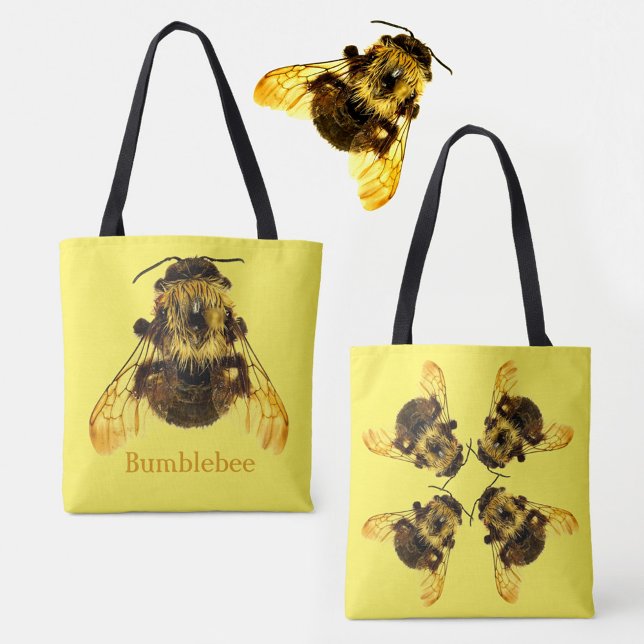 Tote Bag Bumblebees jaunes sur Jaune (Créateur téléchargé)