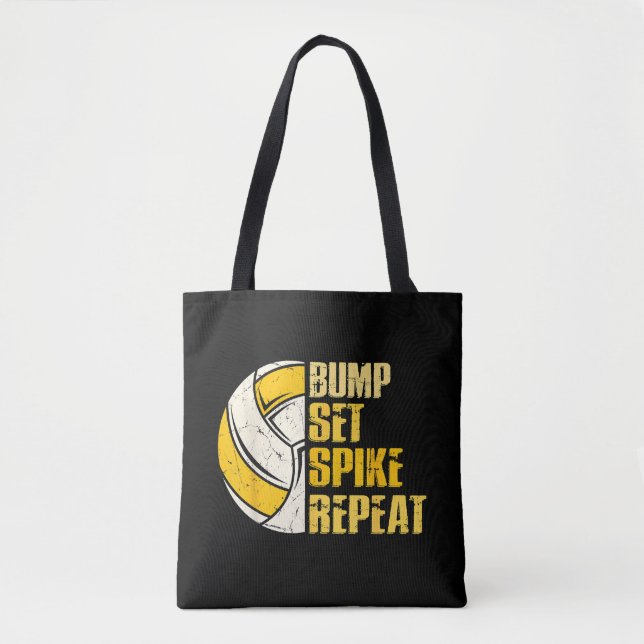 Tote Bag Bump Set Spike Répéter Volleyball Funny (Devant)