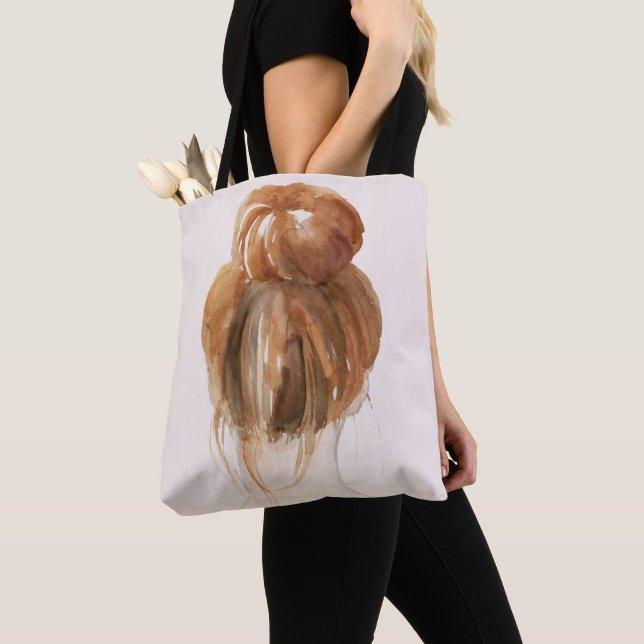 Tote Bag Bun de noeud à cheveux rouges (De près)