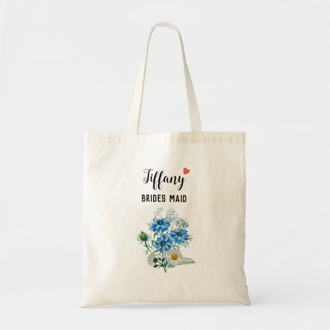 Tote Bag Bund De Fleurs Bleues Blancs (Devant)