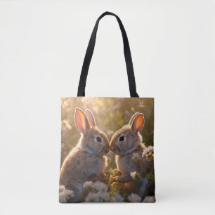 Tote Bag Bunnies adorables dans la conception des prés de p