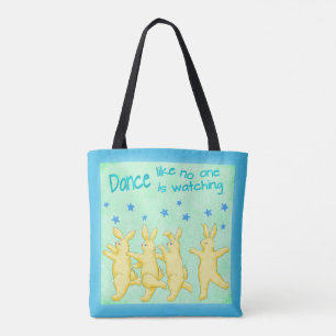 Tote Bag Bunnies Danse comme personne ne regarde vert jaune